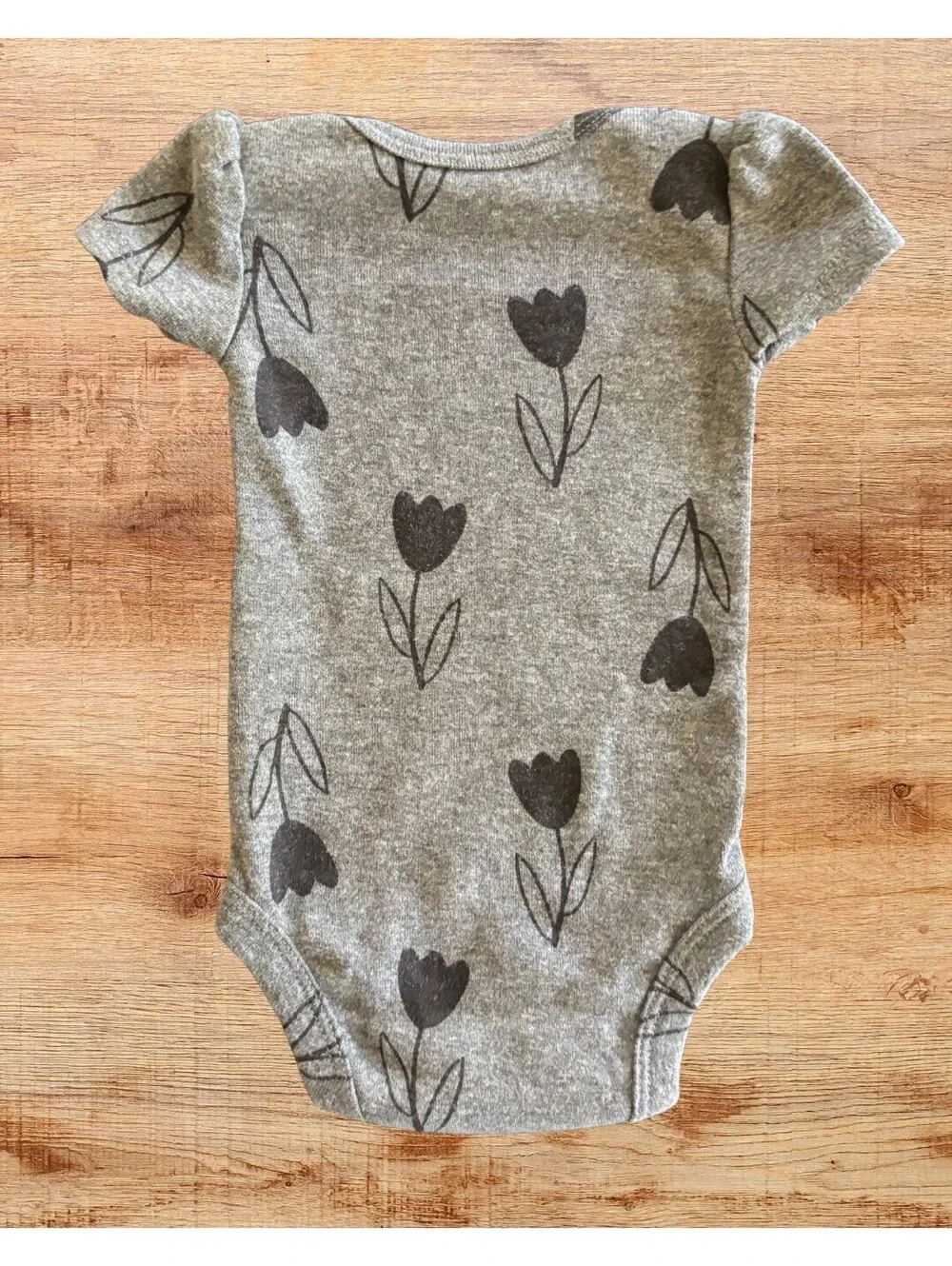 Carter's Gray Tulip Print Newborn Bodysuit Short Sleeve